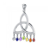 Celtic Triquetra Knot Silver Pendant with Chakra Gemstone TPD461 - Jewelry