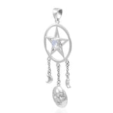 Moon Goddess with Pentacle Silver Pendant with Gemstone TPD4765 - Jewelry