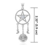 Moon Goddess with Pentacle Silver Pendant with Gemstone TPD4765 - Jewelry