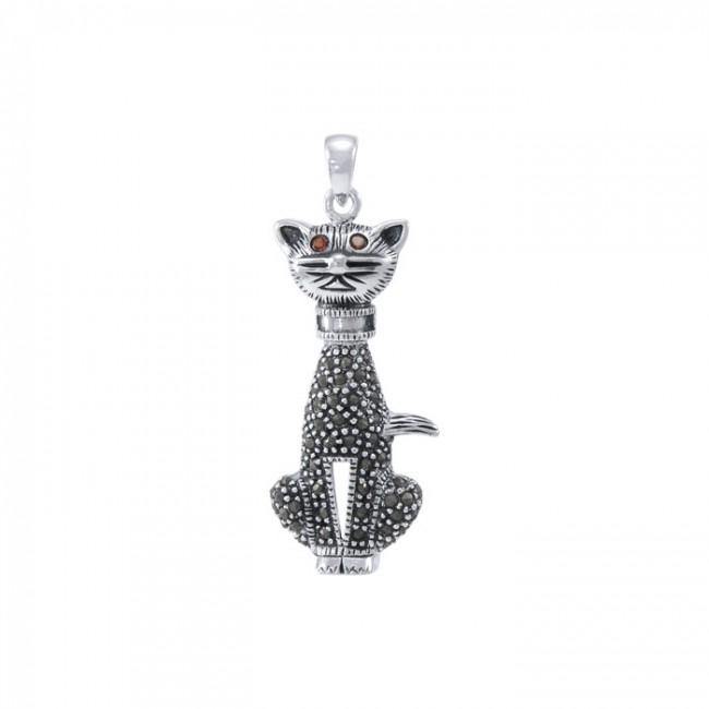Cat Marcasite Pendant TPD4769 - Jewelry