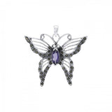 Butterfly Gemstone Marcasite Pendant TPD4770