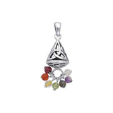 Celtic Knotwork Triquetra Sterling Silver Pendant with Chakra Gemstones TPD482