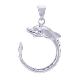 Celtic Accent Dolphin Sterling Silver Pendant TPD4839 - Jewelry