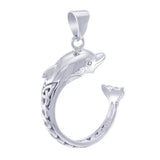 Celtic Accent Dolphin Sterling Silver Pendant TPD4839 - Jewelry