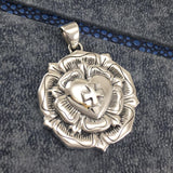 Brigid Ashwood The Rose Heart Cross Silver Pendant TPD485 - Jewelry