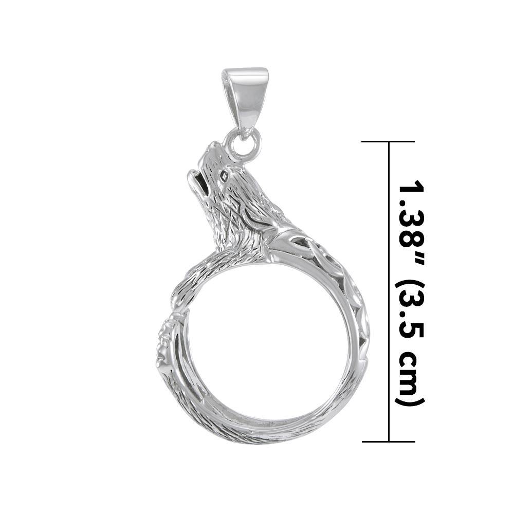 Sterling Silver Howling Wolf Pendant TPD4852 - Jewelry