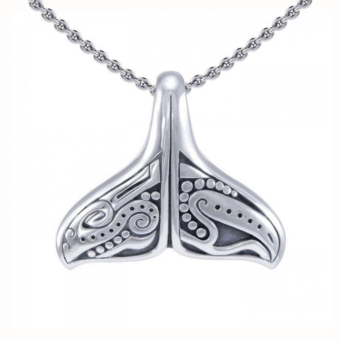 Whale Tail Aboriginal Sterling Silver Pendant (Large Version) TPD4877 - Jewelry