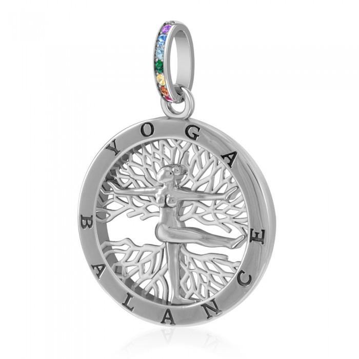 Yoga Balance Sterling Silver Pendant with Chakra Gemstone TPD4911 - Jewelry