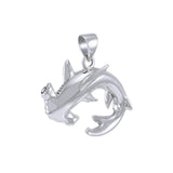 A new world with the sea friends ~ Sterling Silver Jewelry Hammerhead Shark Pendant TPD4920 - Jewelry