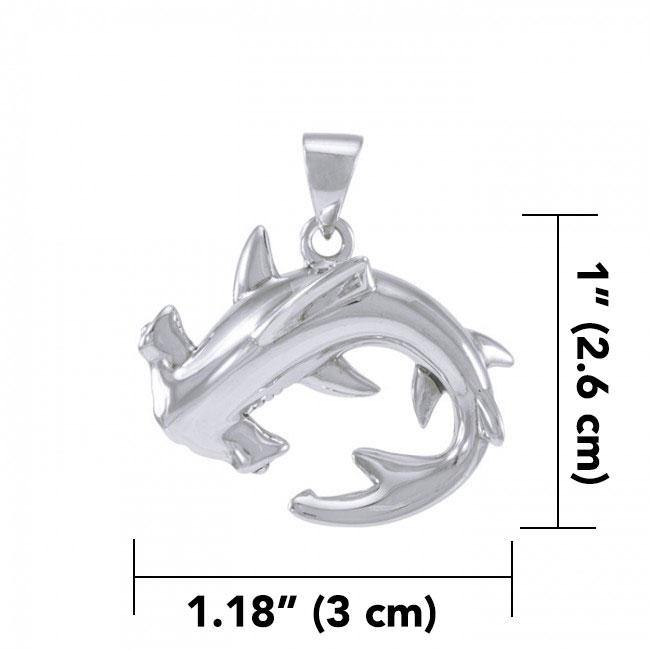 A new world with the sea friends ~ Sterling Silver Jewelry Hammerhead Shark Pendant TPD4920 - Jewelry
