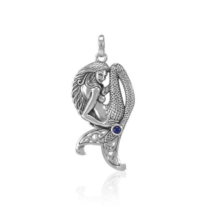 Mermaid Goddess Sterling Silver Pendant with Gemstone TPD4939 - Jewelry