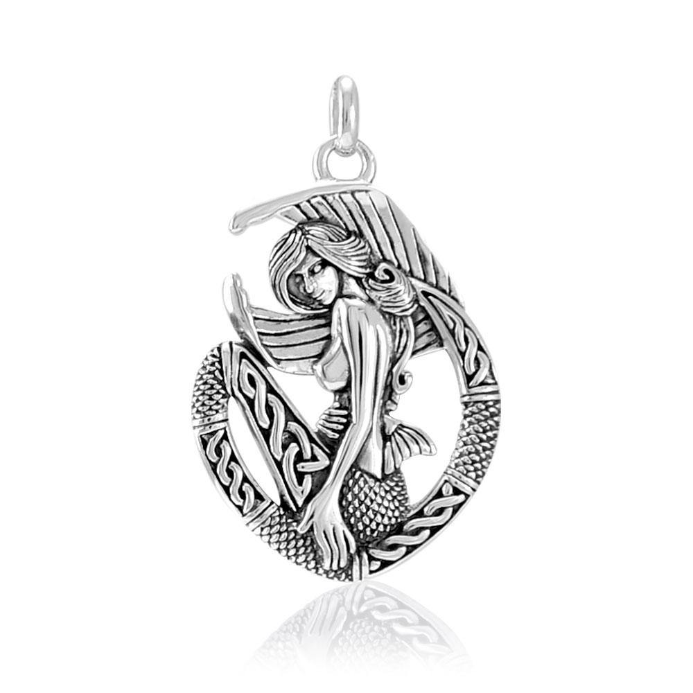 Celtic Mermaid Goddess Sterling Silver Pendant TPD4940 - Jewelry