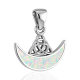 Celtic Triquetra with inlaid Crescent Moon Sterling Silver Pendant TPD4952 - Jewelry