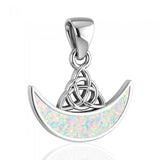 Celtic Triquetra with inlaid Crescent Moon Sterling Silver Pendant TPD4952