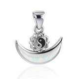 Yin Yang Symbol with inlaid Crescent Moon Sterling Silver Pendant TPD4954 - Jewelry