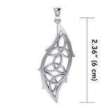 Triple Trinity Knots Leaf Sterling Silver Pendant TPD5028 - Jewelry