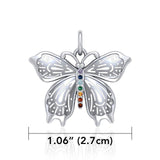 Spiritual Chakra Butterfly Silver Pendant TPD5054 - Jewelry