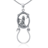 Baying Wolf Silver Charm Holder Pendant TPD5082 - Jewelry