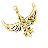 Phoenix with Fleur De Lis Solid Gold Pendant GPD5089 - Jewelry