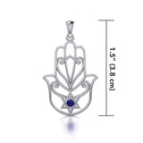 Hamsa Star of David Sterling Silver Pendant with Gemstone TPD5091 - Jewelry