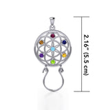 Flower of Life Silver Charm Holder Pendant with Chakra Gemstone TPD5096