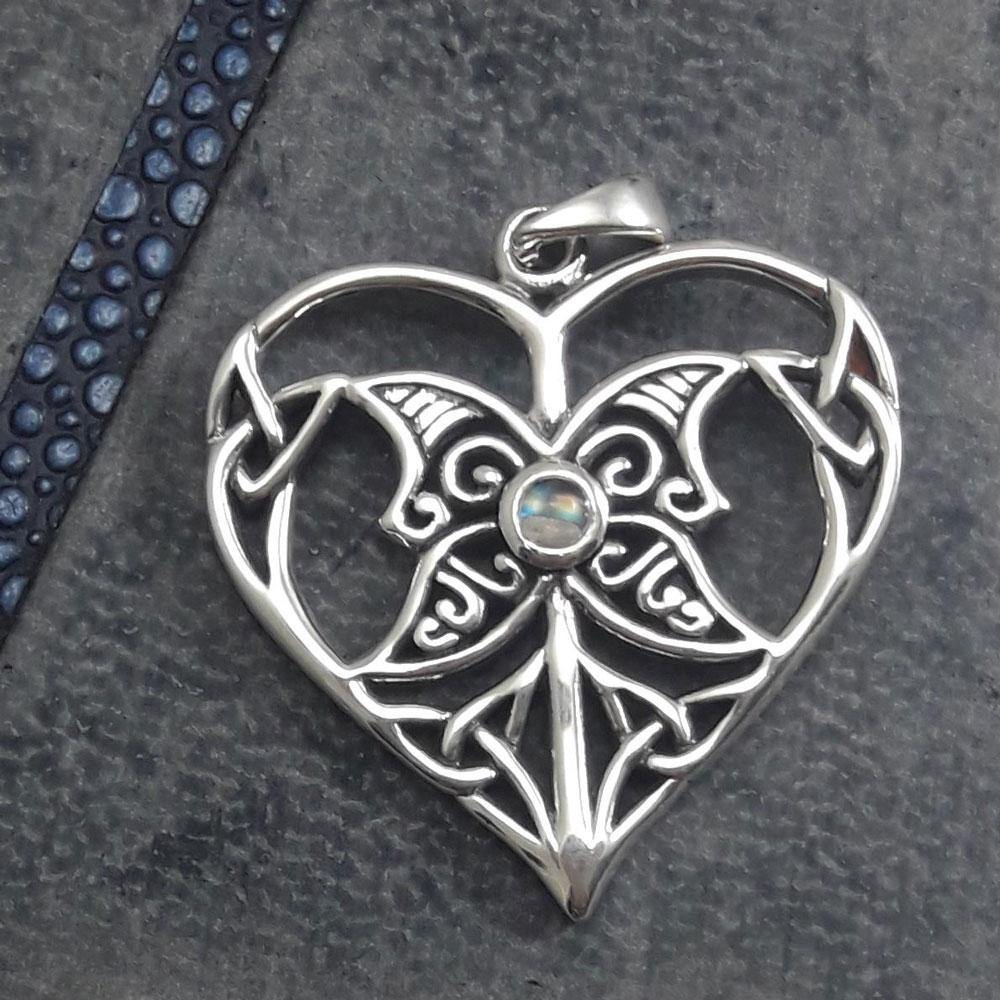 Celtic Triple Goddess Love Peace Sterling Silver Pendant with Gemstone TPD5105 - Jewelry