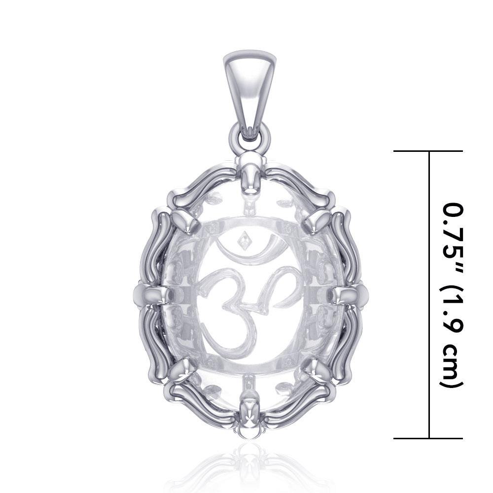 Om Sterling Silver Pendant with Natural Clear Quartz TPD5111 - Jewelry