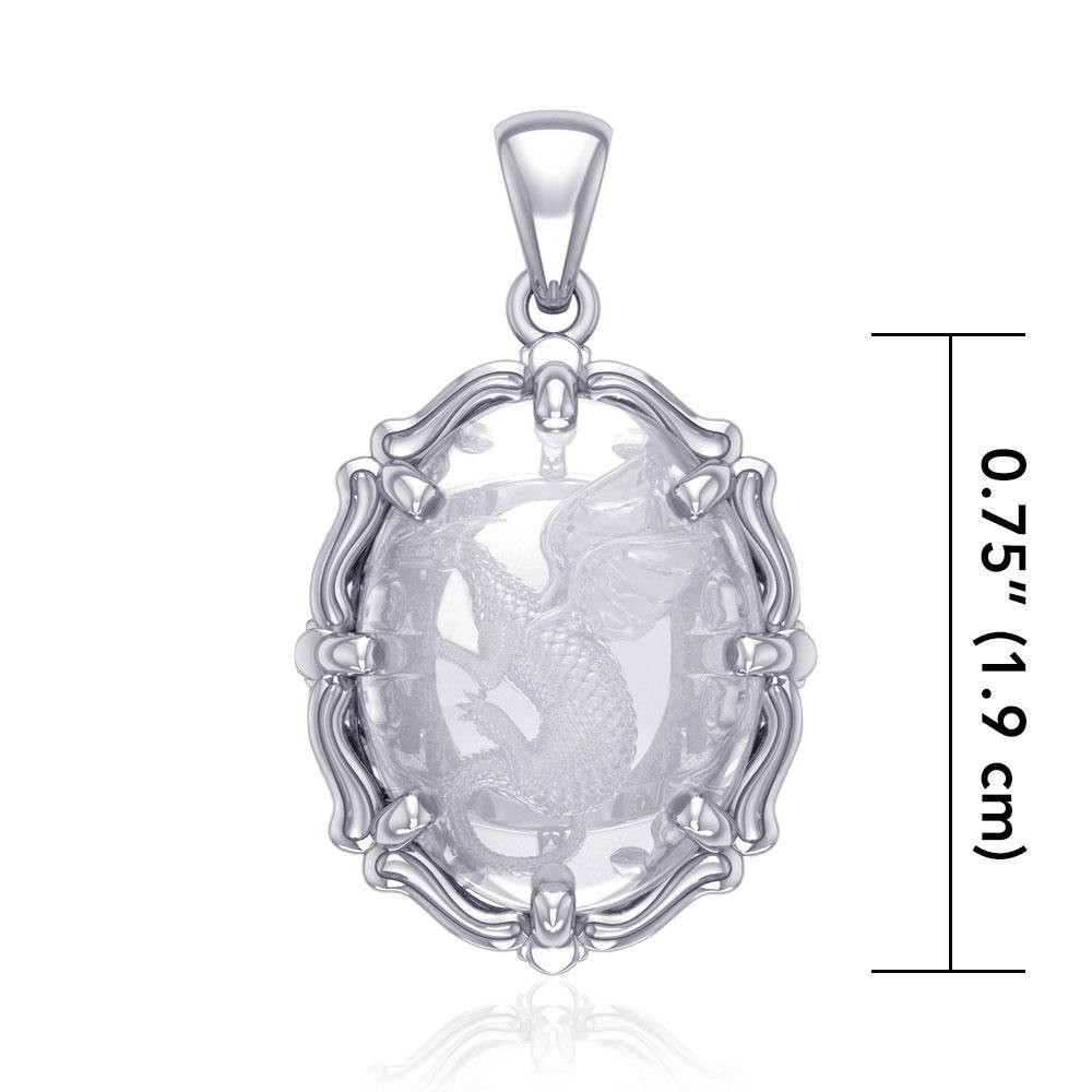 Beyond the dragon fierce presence -  Sterling Silver Pendant with Natural Clear Quartz TPD5122 - Jewelry