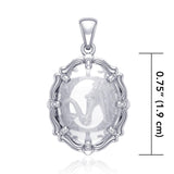 Mermaid Sterling Silver Pendant with Natural Clear Quartz TPD5127 - Jewelry