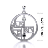 Yin Yang Golden Spiral Silver Pendant with Gemstone TPD5135 - Jewelry