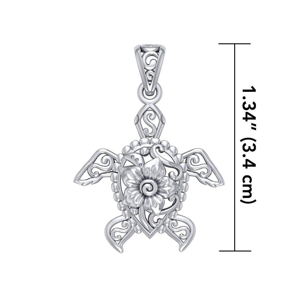 One meaningful step at a time ~ Sterling Silver Sea Turtle Filigree Pendant Jewelry TPD5139