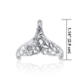 The graceful tale ~ Sterling Silver Whale Tail Filigree Pendant Jewelry TPD5145 - Jewelry
