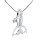 Sterling Silver Northern Right Whale Tail Pendant TPD5153