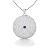 Labyrinth Silver Pendant with Gemstone TPD5155 - Jewelry
