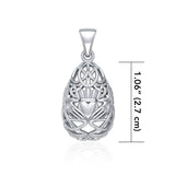 Teardrop Shape Celtic Claddagh Silver Pendant TPD5165 - Jewelry