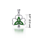 Enamel Trinity Knot on Shamrock  Clover Silver Pendant TPD5168 - Jewelry