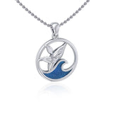 Sterling Silver Whale in the Wave Pendant TPD5175 - Jewelry