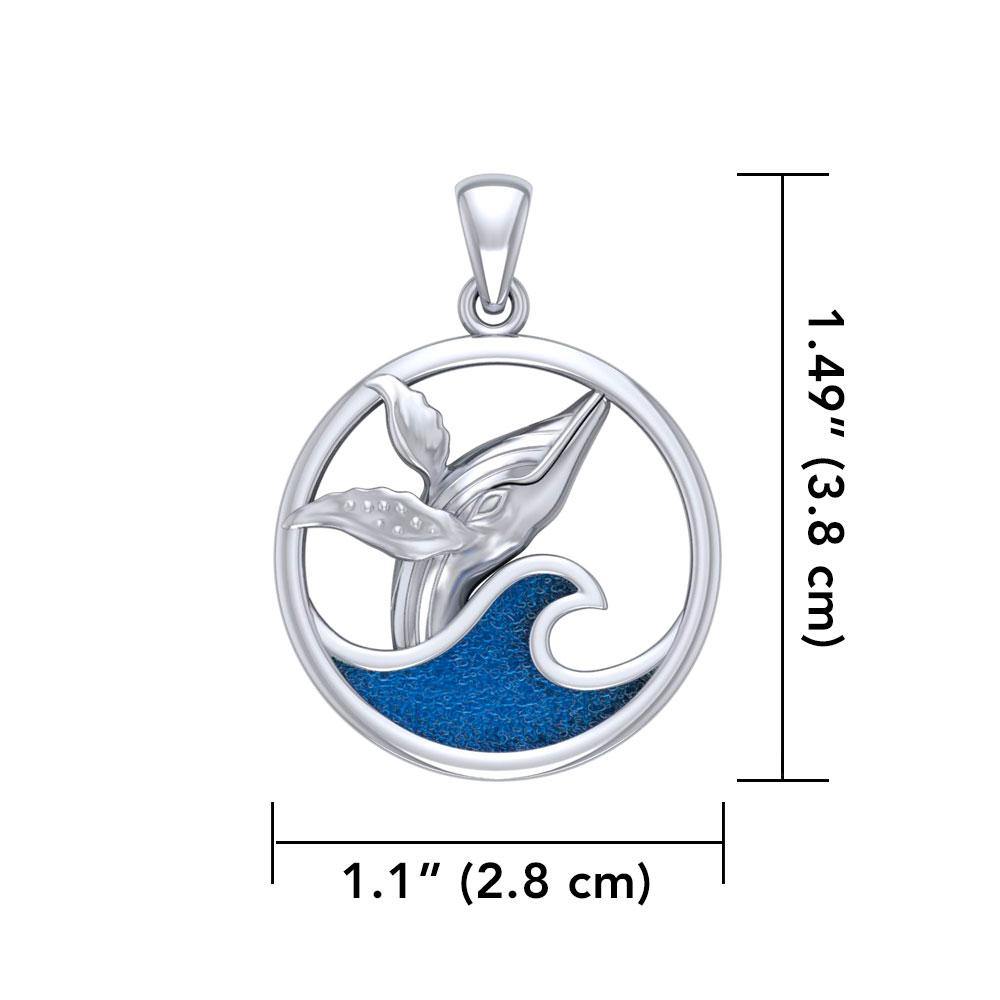 Sterling Silver Whale in the Wave Pendant TPD5175 - Jewelry