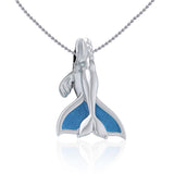Sterling Silver Northern Right Whale Tail Pendant with Enamel TPD5176 - Jewelry