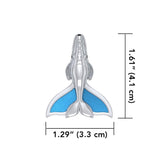 Sterling Silver Northern Right Whale Tail Pendant with Enamel TPD5176 - Jewelry