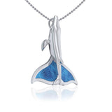 Sterling Silver Mike Whale Tail Pendant with Enamel TPD5178 - Jewelry