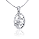 Sterling Silver Oval Whale Tail Pendant with Celtic Wave TPD5186 - Jewelry