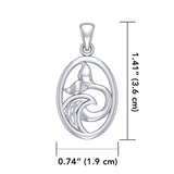 Sterling Silver Oval Whale Tail Pendant with Celtic Wave TPD5186 - Jewelry