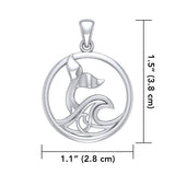Sterling Silver Round Whale Tail Pendant with Celtic Wave TPD5187 - Jewelry