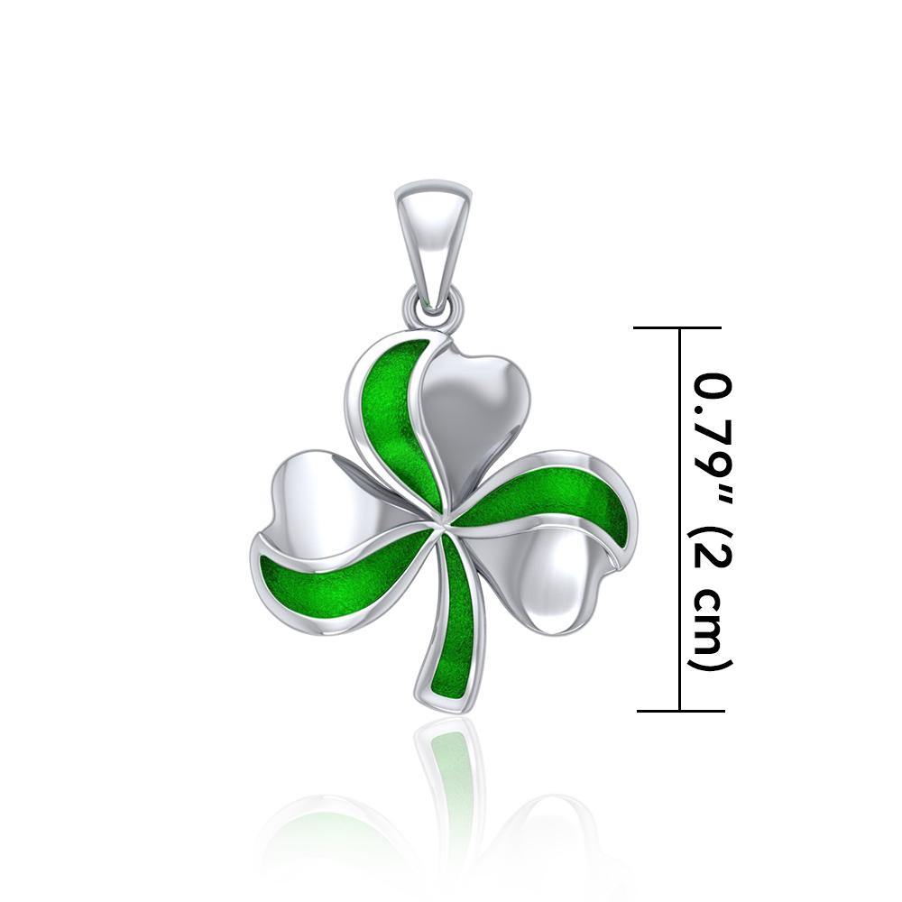 Lucky Shamrock Clover Silver Pendant with Enamel TPD5194 - Jewelry