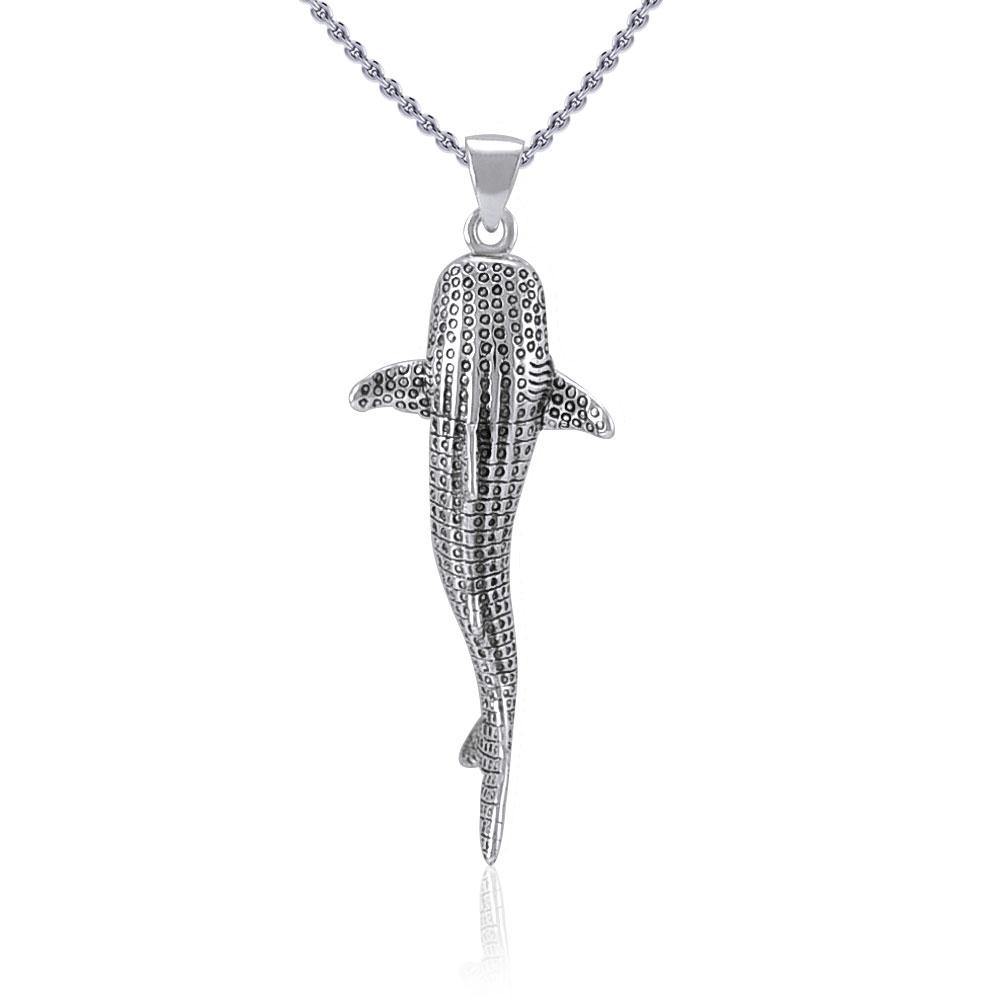 Gentle giants in benign grace ~ Small Whale Shark Silver Pendant TPD5197 - Jewelry