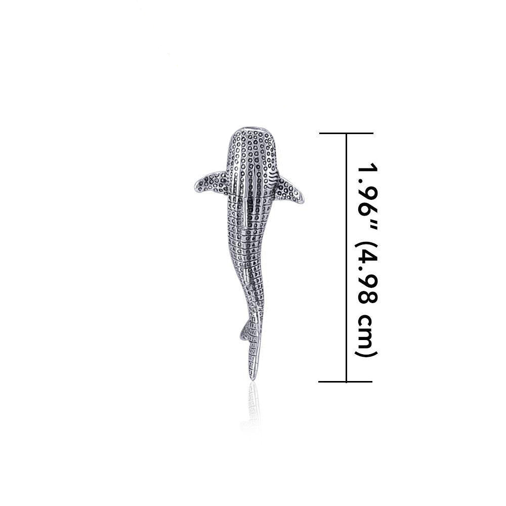 Gentle giants in benign grace ~ Small Whale Shark Silver with Hidden Bail Pendant TPD5198
