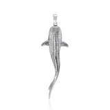 Gentle giants in benign grace ~ Large Whale Shark Silver Pendant TPD5199 - Jewelry