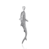 Gentle giants in benign grace ~ Large Whale Shark Silver Pendant TPD5199 - Jewelry