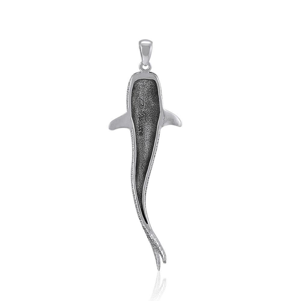 Gentle giants in benign grace ~ Large Whale Shark Silver Pendant TPD5199 - Jewelry